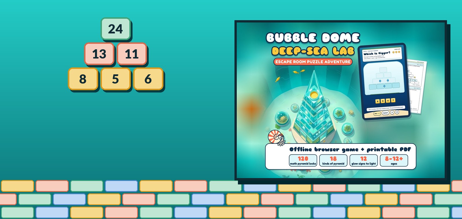 A number pyramid beside the first picture of the Etsy listing for Bubble Dome Deep-Sea Lab.