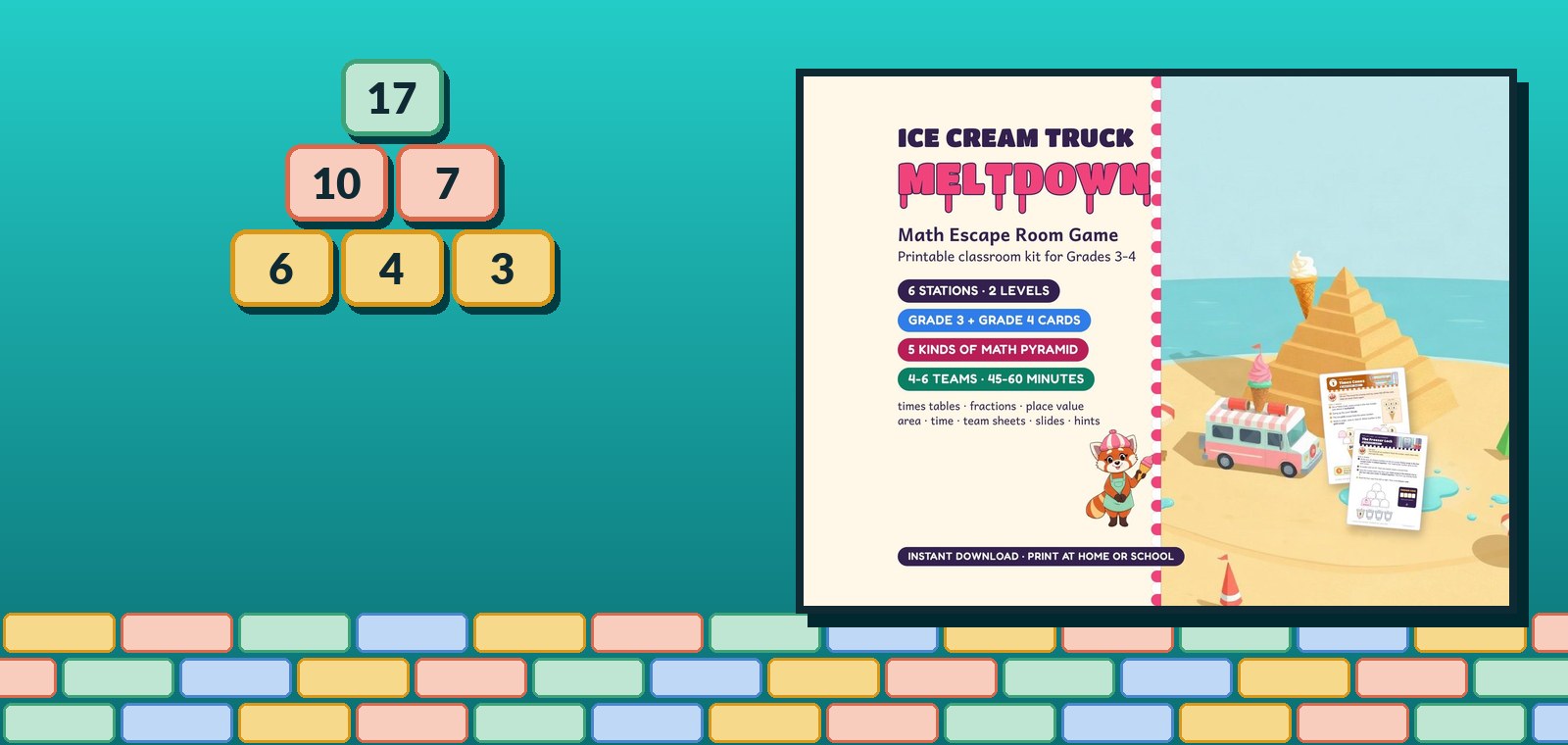 A number pyramid beside the first picture of the Etsy listing for Ice Cream Truck Meltdown.
