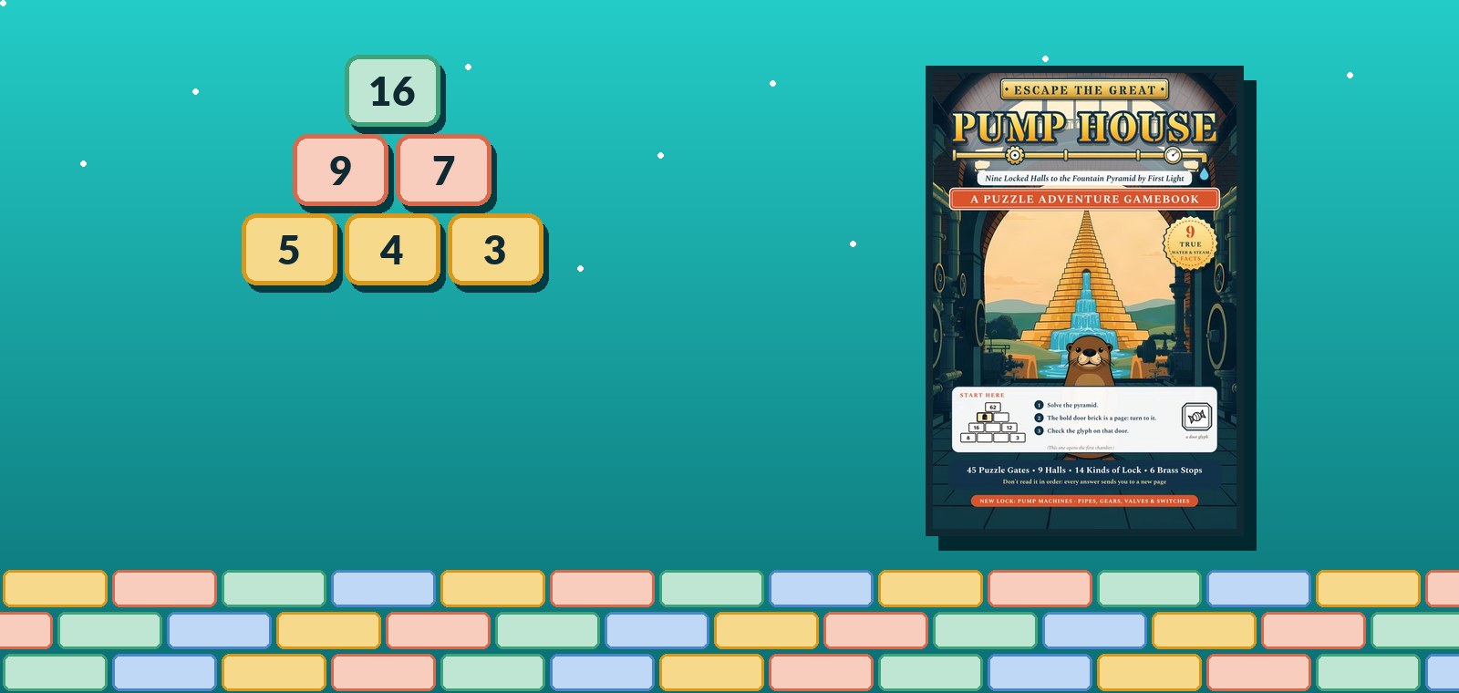 A number pyramid beside the cover of Escape the Great Pump </ul>
</div></div></article></main>
<footer><div class=