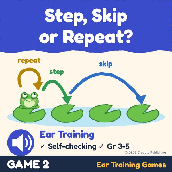 Step, Skip or Repeat? Melody Ear Training Game, a self-checking Boom Learning deck cover
