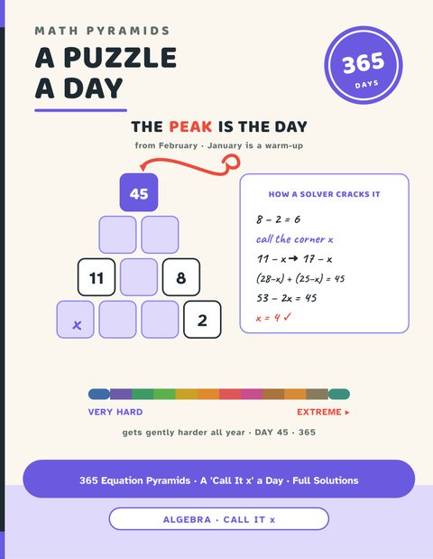 A Puzzle a Day: 365 Equation Pyramids cover