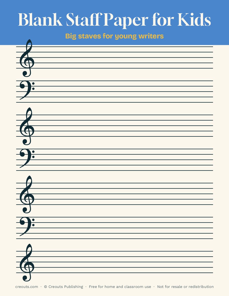 Blank Staff Paper for Kids: Free Printable
