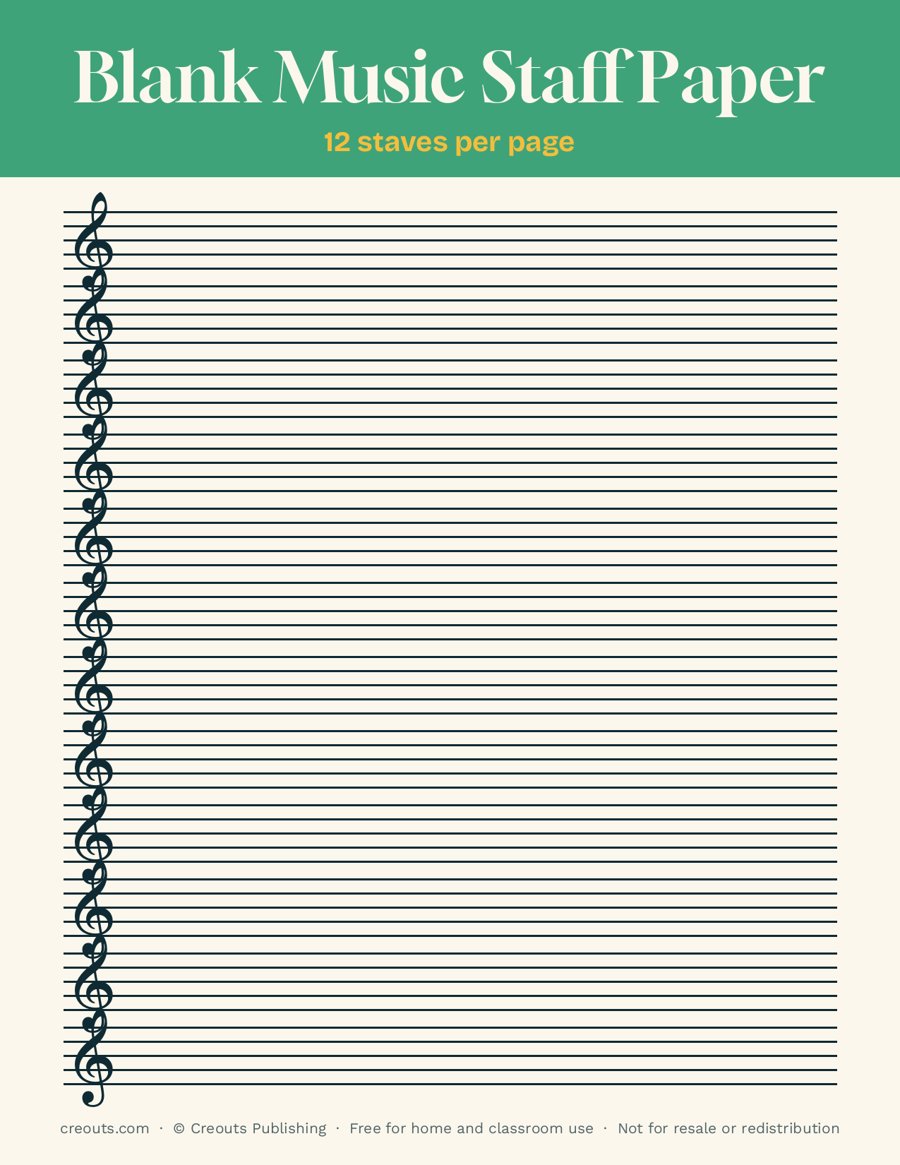 Blank Music Staff Paper: Free Printable