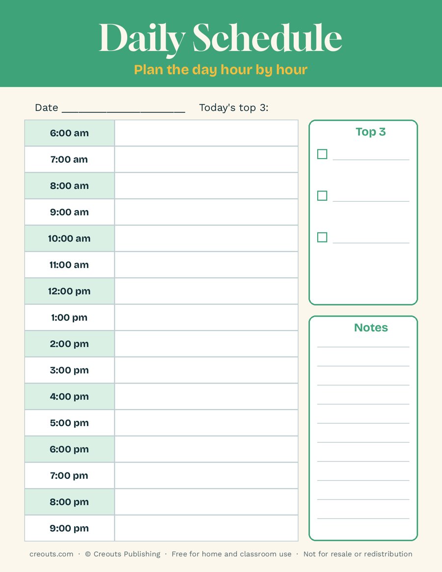 Daily Schedule: Free Printable