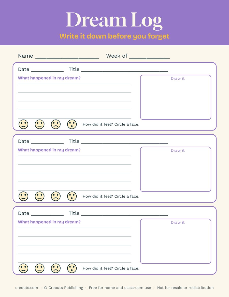 Dream Log: Free Printable