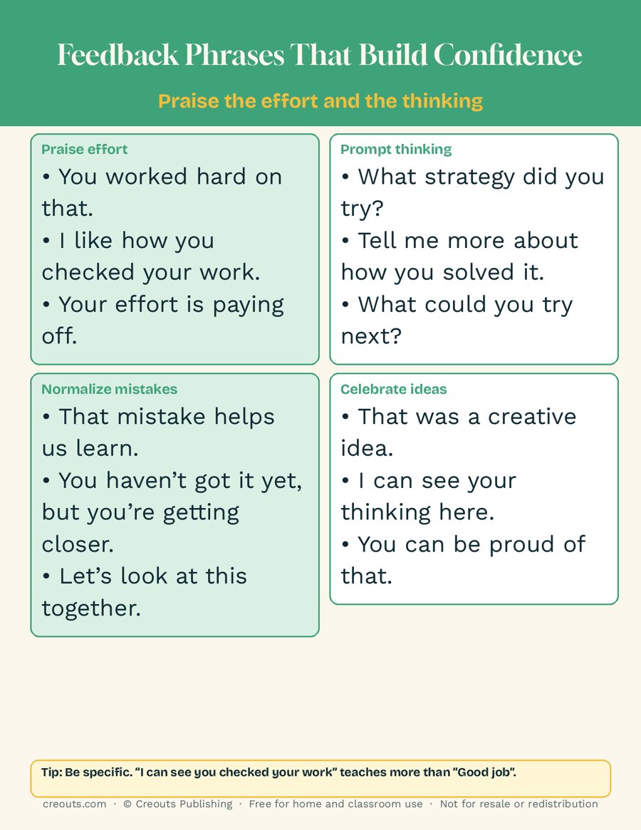 Feedback Phrases That Build Confidence: Free One-Page Word List