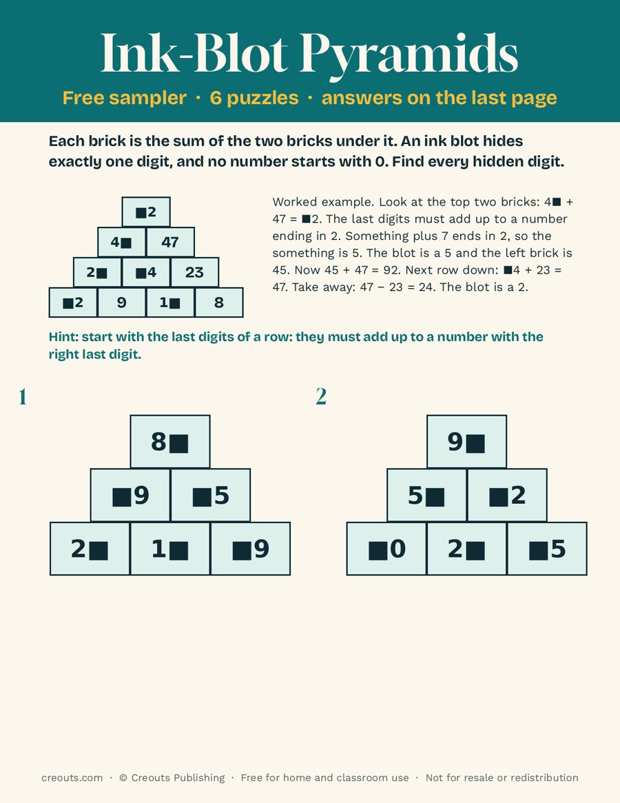 Ink-Blot Pyramids: Free Printable Sampler with Answers