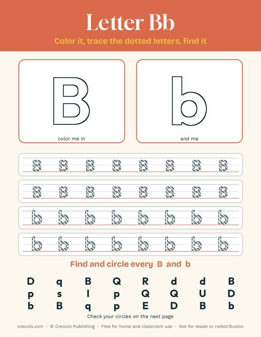 Letter B Tracing Worksheet: Free Alphabet Printable