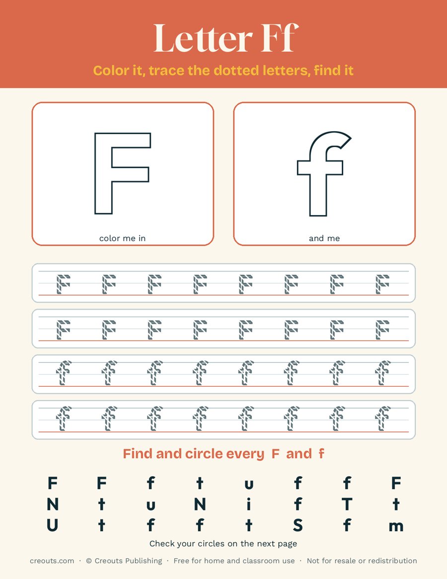 Letter F Tracing Worksheet: Free Alphabet Printable