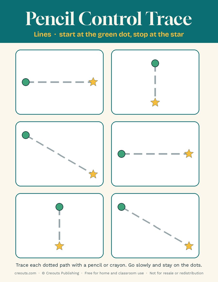 Pencil Control Tracing: Lines Free Toddler Printable 1