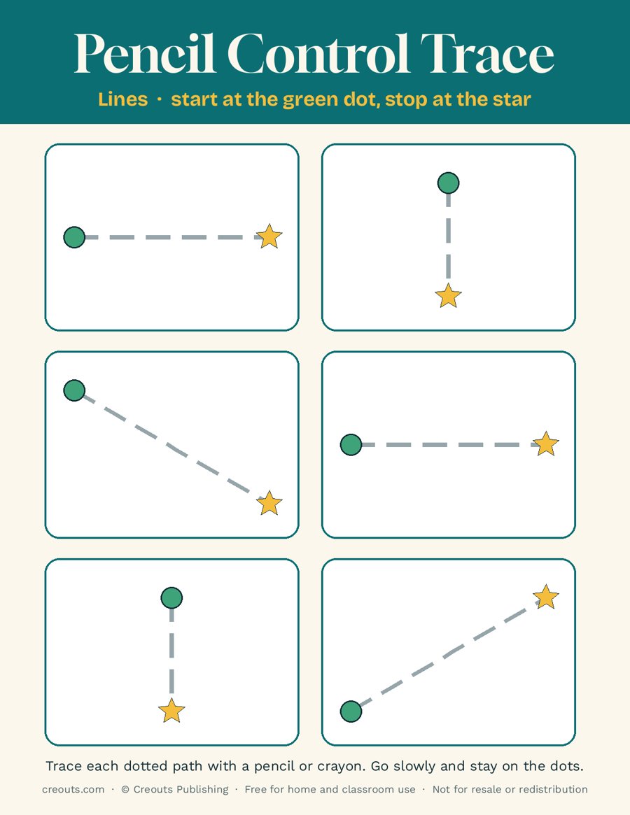 Pencil Control Tracing: Lines Free Toddler Printable 4
