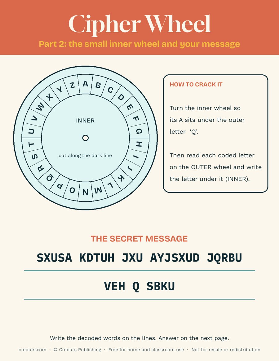 Cut-Out Cipher Wheel No. 4: Secret Code Game